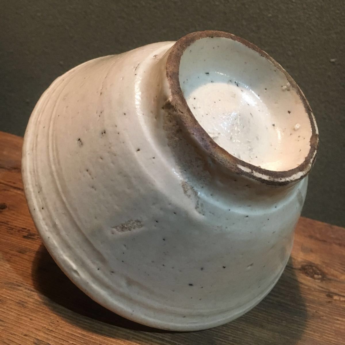 茶道具高麗茶碗李朝粉引雨漏茶碗平茶碗| JChere雅虎拍卖代购