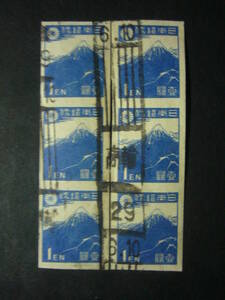 ★日本切手・使用済★B549　1次新昭和　1円　3枚連X2　ローラー印　高輪　29年