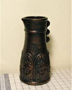 ●○ブロンズ調　陶器傘立て かさたて　花瓶、花器、玄関先の飾り壷　アンティーク　JAPAN　銅○●