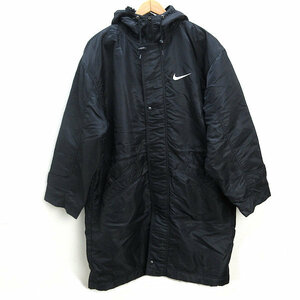 k■90s■ナイキ/NIKE ビッグロゴ ベンチコート【L】黒/MENS■90【中古】