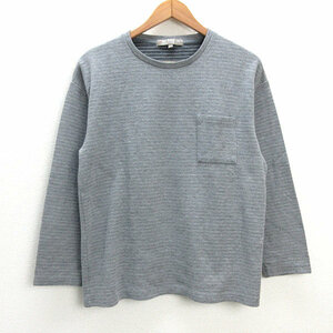 z■ユナイテッドアローズ/UNITED ARROWS A DAY THE LIFEボーダー長袖Tシャツ【L】灰/men's/70【中古】■