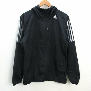 k■アディダス/adidas フーディートレーニングジャケットJKT【L】黒/MENS■99【中古】