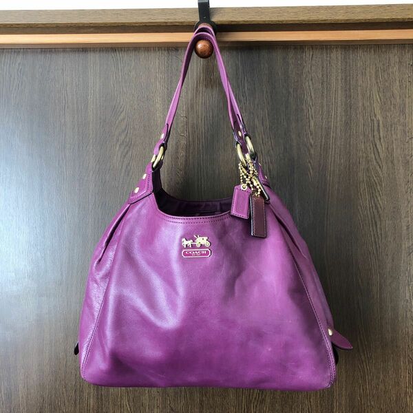 値下げCOACH マディソンマギーパープルショルダーバックハンドバック