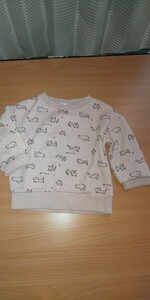  cat long sleeve sweatshirt 90cm ~2 -years old beige lovely cat tops for girl 90