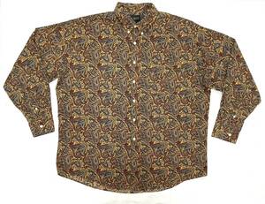 90s J CREW ボタンダウンシャツ XL ペイズリー柄 BDシャツ 巨人タグ Jクルー