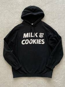 初期 NUMBER (N)INE size4 弾痕 スウェットパーカー フーディー ブラック ホワイト MILK&COOKIES ナンバーナイン