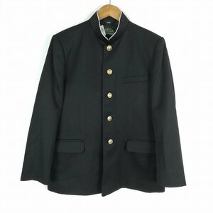 学生服 学ラン 165B 男子 富士ヨット 上着 ウール混 標準型学生服 ラウンドカラー カシドス 黒 中古 ランクC a3 JJ4954