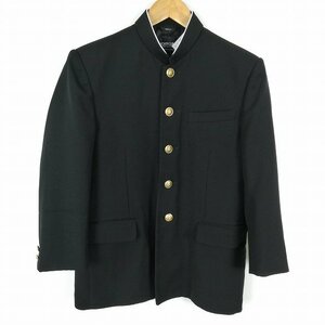 学生服 学ラン 160A 男子 上着 丸洗い可 標準型学生服 ラウンドカラー カシドス 黒 中古 ランクB a3 JJ4975