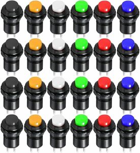 E317-24個 Kiligen 瞬間押しボタンスイッチ ON/OFF 24個押しボタン(装着内径12mm) (赤、緑、黄、青、黒