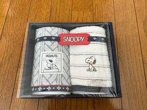 SNOOPY西川リビング　バスケット柄・ボーダー柄ウォッシュタオル×2 新品未使用品