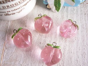  charm peach ..pi-chi Momo 3 piece ( #1915) solid charm handicrafts parts handmade materials 