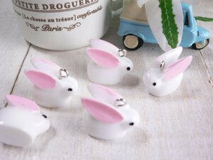  charm ... rabbit 4 piece insertion rabbit pendant head fastener top handicrafts parts handmade materials #2857