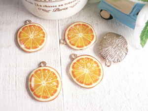  charm orange (#1951)4 piece insertion real . orange mandarin orange handicrafts parts handmade materials 