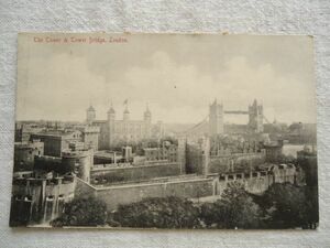 【絵葉書1枚】 The Tower & Tower Bridge, London /ロンドン塔とタワーブリッジ /イギリスヴィンテージ 都市街建築 跳開橋 ハガキ 39-5