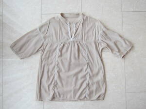 NATURAL BEAUTY BASIC * Natural Beauty Basic NBB short sleeves blouse woman Lady's M beige thin spring summer 