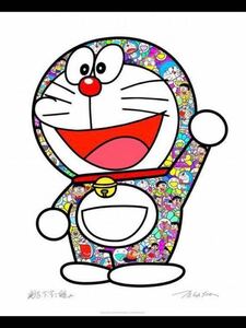 [ новый товар нераспечатанный ] Мураками . постер Doraemon ..! line ..!Doraemon Takashi Murakami цветок . цветок zingaro Kaikai Kiki подписан 