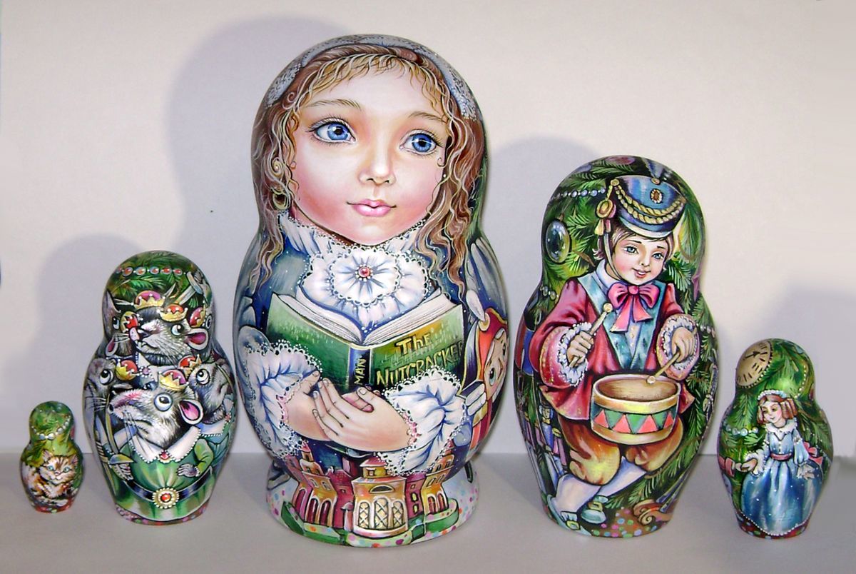 Russische Waren ☆ Nussknacker Matrjoschka 5P Mira Der Nussknacker, Handgefertigte Artikel, Innere, Verschiedene Waren, Ornament, Objekt