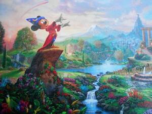 Art hand Auction Thomas Kinkade Mickey Mouse Fantasia Disney Hoja solamente Aprox. 45, 5 x 60, 5 cm., Pasatiempo, Cultura, Obra de arte, otros