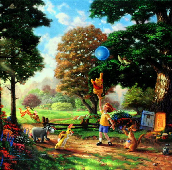 토마스 킨케이드 곰돌이 푸 디즈니 시트만 약. 45.5cm×약. 60.5cm, 취미, 문화, 삽화, 다른 사람