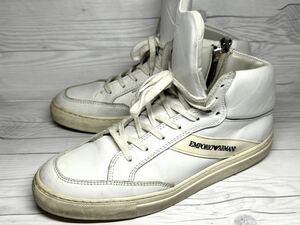 【即決】EMPORIO ARMANI エンポリオ・アルマーニ 26.5cm 8 スニーカー カジュアル メンズ 白 ホワイト オシャレ ハイカット 靴