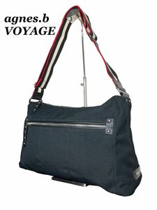 美品★ agnes b. VOYAGE アニエスベー　キャンバス　ショルダーバッグ　黒　ブラック メッセンジャーバッグ A4収納