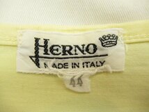 HERNO ヘルノ 美品 レディース イタリア製 肩と袖先にフェイクボタン ビッグ刺繍ロゴ 半袖カットソー 44 イエロー★ネコポス可能★N122_画像9