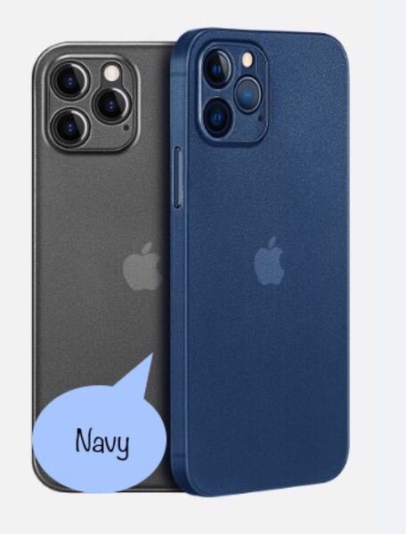 iPhone12 半透明 全面保護カバー ネイビー iPhoneケース