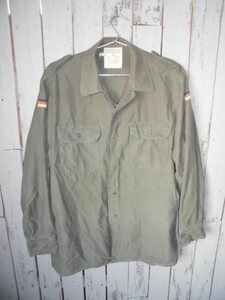 Qn191 EU古着 German Army shirts H.WINNEN GMBH & CO.KG モールスキンシャツ 独軍 ヴィンテージ アーミーシャツ Lサイズ 1990s 60サイズ