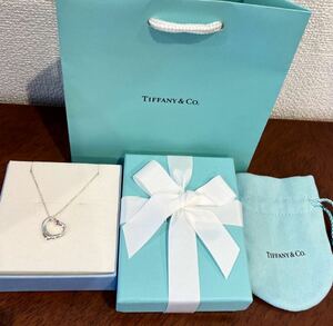 新品 正規品 ティファニー tiffany&co. ネックレス オープンハート ピンクサファイア シルバー 箱巾着紙袋リボン サファイヤ プレゼント