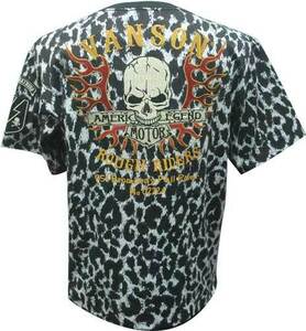 Tシャツ バンソン VANSON ヒョウ柄 スカル 半袖 NVST-2305 レオパード色 L寸