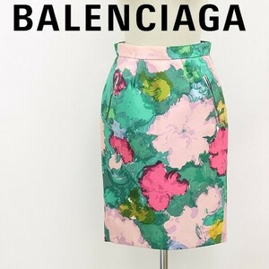  domestic regular goods *BALENCIAGA Balenciaga flower pattern silk skirt 36