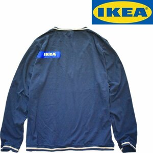 1点物◆イケアIKEA企業Vネック紺ビッグサイズスウェット古着メンズ3XL/4XLレディースOKアメカジ90sストリート/スポーツMixトレーナー558049