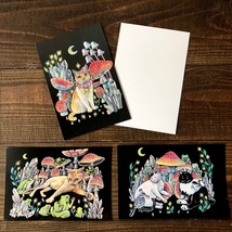 オリジナルポストカード３枚セット 「キノコシリーズ」★キノコ 猫 星月猫 アート_画像8