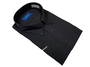 EHBW80-80-N002-656 黒系 4L(47) ボタンダウン 大きいサイズ CARPENTARIA 形態安定 半袖ドレスシャツ ワイシャツ ボタンダウン