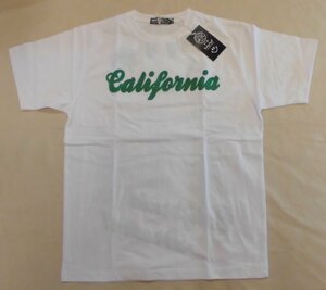 CALIFORNIA Ｔ－ＳＨＩＲＴＳ×ＳＭＩＬＥＹ ＦＡＣＥスマイルデザイン チェーン刺繍Tシャツ白Ｌ
