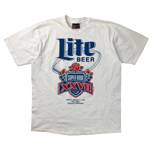 90S USA製 Lite BEER ライトビール スーパーボウル アメフト Tシャツ メンズXL シングルステッチ 大きいサイズ ヴィンテージ 古着 BA1641