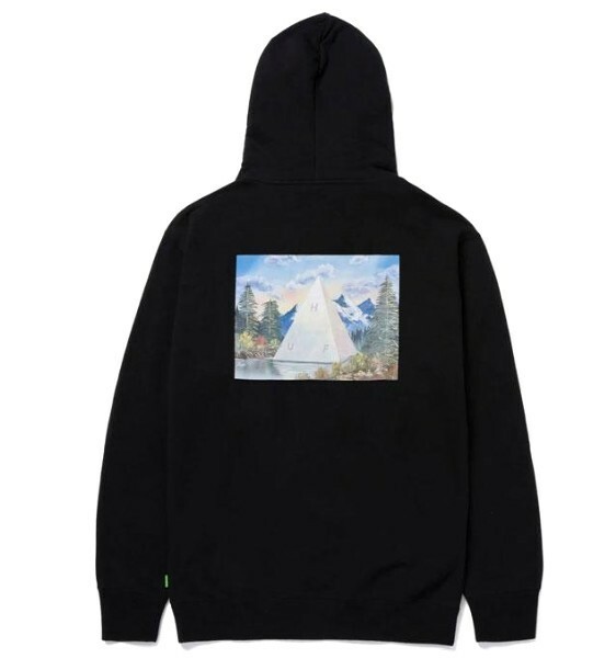 HUF*ハフ*US:XXL[DISCOVER NATURE]ブラック/裏フリースプリントフーディー