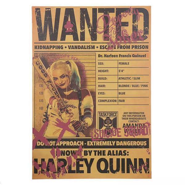 【匿名配送&補償付き】バットマン ヒロイン ハーレークイーン 手配書ポスター No.1 / Batman Harley Quinn Wanted Poster