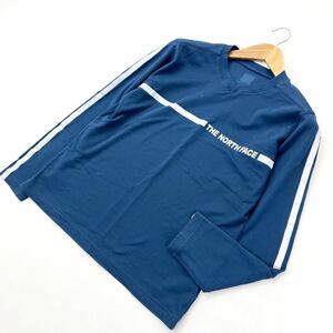 THE NORTH FACE ☆ スポーティーデザイン◎ ブルー 長袖 Tシャツ ロンT メンズ S相当 アウトドア キャンプ 街着 ノースフェイス■AC256