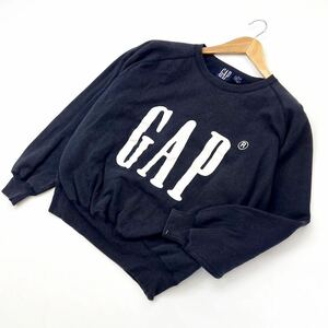 90s ☆ OLD GAP 定番 プリント スウェット シャツ トレーナー ネイビー M アメカジ ストリート 古着MIX 街着 オールド ギャップ■AG192