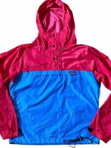 ★★★vintage 90's patagonia パタゴニア フェザーウェイトシェルパーカー アノラックパーカー S 赤x青★★★