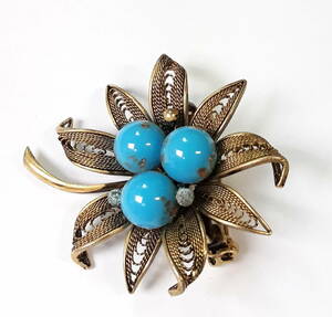  turquoise Vintage brooch - 10.2g - vo7-11