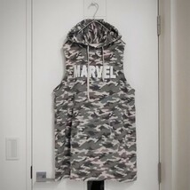 MARVEL Sleeveless Camo Hoodie マーベル ノースリーブ カモフラ パーカー 迷彩 Deadpool Spawn Avengers Spiderman X-Men Batman_画像1