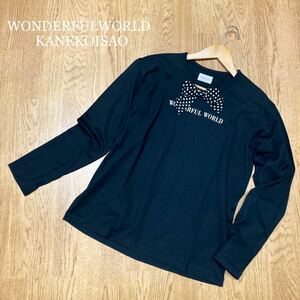 WONDERFULWORLD KANEKOISAO * one da full world Kaneko Isao money .# long sleeve cut and sewn long T-shirt . ribbon ( dot ) black 