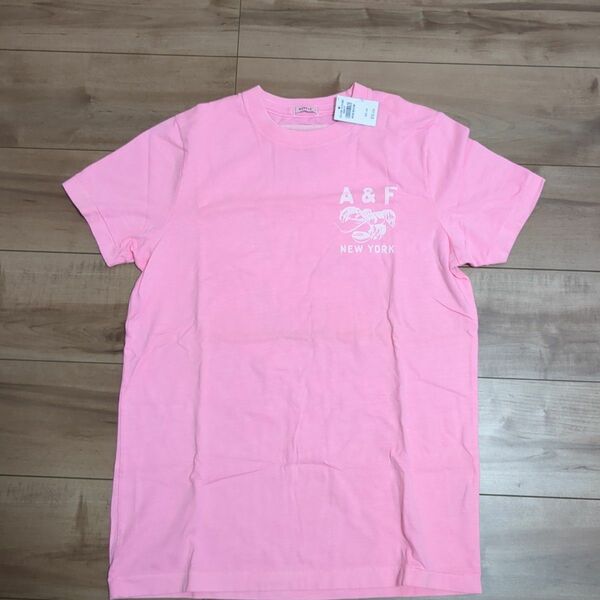 【新品未使用】メンズ　アバクロンビー　半袖Tシャツ　バックプリント　ピンク