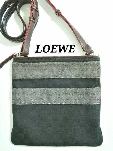 LOEWE　ロエベ　アナグラム　キャンバスレザー　ショルダーバッグ