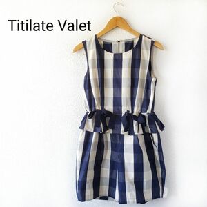 Titilate Valet サロペット オールインワン ネイビー ギンガムチェック