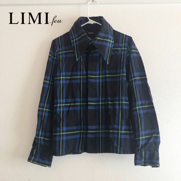 美品 ◇ LIMI Feu リミフゥ デザインチェックシャツ Sサイズ