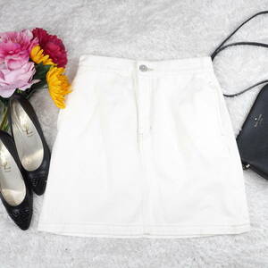 Y9028* ultimate beautiful goods * regular price 8800 jpy * tag equipped *MOUSSY Moussy * cotton * knee height * skirt * white white *2