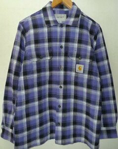 ◆国内正規 carhartt wip カーハート L/S HEPNER SHIRTS 織地 チェック ワークシャツ パープル サイズS 美品